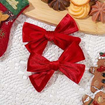 Velvet Hair Bows Alligator Clips for Girls Red Bow Clip for Hair Bowknot Alligator Barrettes Baby Girls Hair Accessories Red Bows Toddlers Kids