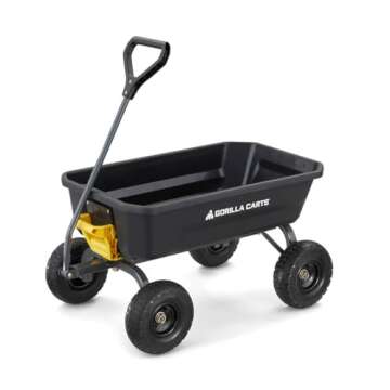 Gorilla Carts 4GCG-NF Poly Dump Cart with No-Flat Tires 4 cu ft 600 lb Capacity Black