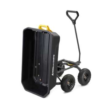Gorilla Carts 4GCG-NF Poly Dump Cart with No-Flat Tires 4 cu ft 600 lb Capacity Black