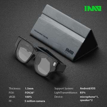 Wireless AR Glasses with 5MP Camera & Touch Control