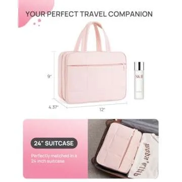 Telena Travel Toiletry Bag with Jewelry Organizer for Women, Puffy Hanging Makeup Bag Lightweight Cosmetic Bag Organizer for Travel Essentials