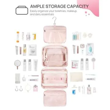Telena Travel Toiletry Bag with Jewelry Organizer for Women, Puffy Hanging Makeup Bag Lightweight Cosmetic Bag Organizer for Travel Essentials