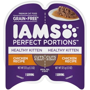 IAMS Perfect Portions Healthy Kitten Wet Cat Food Cuts in Gravy Chicken Recipe for Happy Kittens