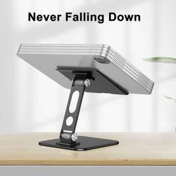 OMOTON Upgraded Adjustable Tablet Stand Holder, Heavy Duty Foldable Portable Monitor Stand, Travel E...