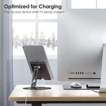 OMOTON Upgraded Adjustable Tablet Stand Holder, Heavy Duty Foldable Portable Monitor Stand, Travel Essentials for iPad Pro/Air/Mini, Surface Pro, 4.7''-15.6', Black