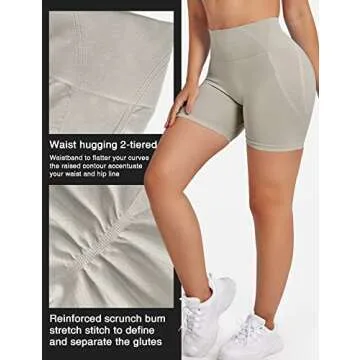 YEOREO Seamless Scrunch Workout Shorts for Women High Waisted Butt Lifting Gym Yoga Biker Shorts Light Gray XS