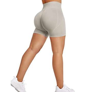 YEOREO Seamless Scrunch Workout Shorts for Women High Waisted Butt Lifting Gym Yoga Biker Shorts Light Gray XS