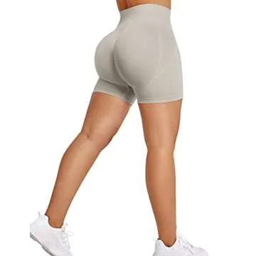 YEOREO Seamless Scrunch Workout Shorts for Women High Waisted Butt Lifting Gym Yoga Biker Shorts Light Gray XS