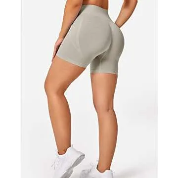 YEOREO Seamless Scrunch Workout Shorts for Women High Waisted Butt Lifting Gym Yoga Biker Shorts Light Gray XS
