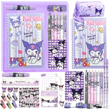 iseainno Kuromi School Supplies Set - Adorable Kawaii Stationery for Kids