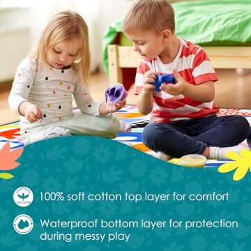 Rudie Nudie Waterproof Playmat for Babies, Toddler, Kids, Boys & Girls - Lightweight, Portable & Foldable Baby Play Mat - Waterproof Activity Playmats (Pop Pip Pow)