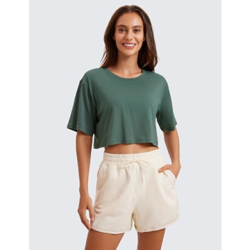 CRZ YOGA Women’s Soft Crop Top for Workouts & Casual Wear