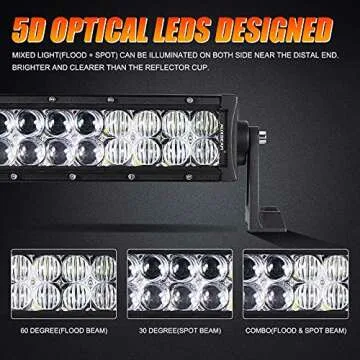 Auxbeam 22" LED Light Bar 120W LED Driving Light Off-Road Lights Spot Flood Combo Work Light Fog Lamp 5D Lens with Wiring Harness for SUV, ATV, UTV, Jeep, Vehicle, Pickup