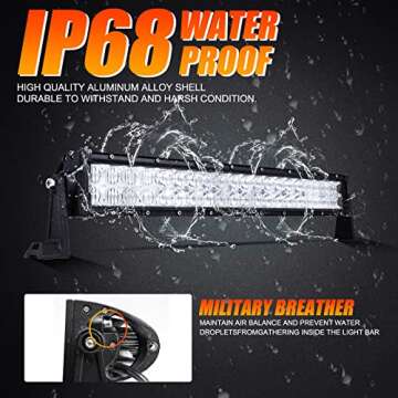 Auxbeam 22" LED Light Bar 120W LED Driving Light Off-Road Lights Spot Flood Combo Work Light Fog Lamp 5D Lens with Wiring Harness for SUV, ATV, UTV, Jeep, Vehicle, Pickup