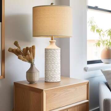 PoKat 24'' Lamps for Night Stands, Ceramic Table Lamps for Living Room, Modern Nightstand Lamps Set ...