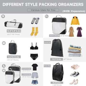 Compression Packing Cubes by SYCARON - 7 Organizer Set