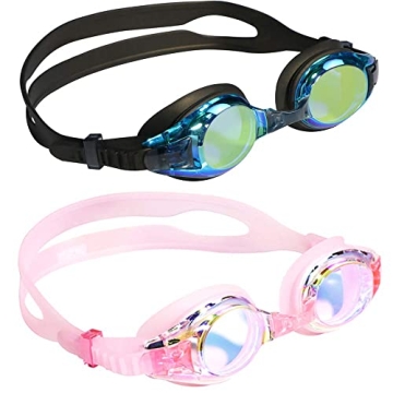 Aegend 2 Pack Kids Goggles, Swimming Goggles for Kids Age 4-16 Boys and Girls Youth, Anti-Fog Pool G...