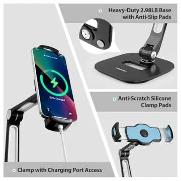 AboveTEK Adjustable iPad Stand - Versatile Table Holder