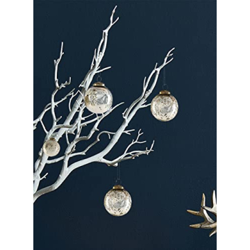 Vintage White & Silver Glass Ornaments Set for Christmas