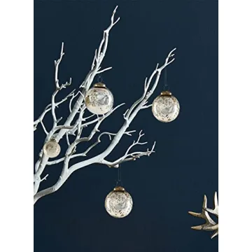 Vintage White & Silver Glass Ornaments Set for Christmas