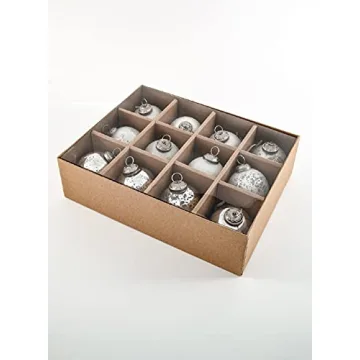 Vintage White & Silver Glass Ornaments Set for Christmas