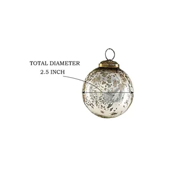 Vintage White & Silver Glass Ornaments Set for Christmas