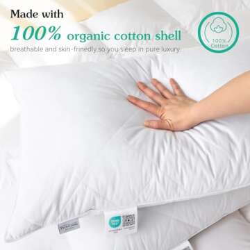 Three Geese White Goose Feather and Polyester Bed Pillows Queen/Standard Size Set of 1- Soft 600 Thr...