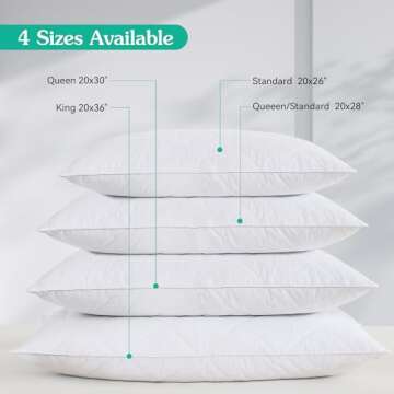 Three Geese White Goose Feather and Polyester Bed Pillows Queen/Standard Size Set of 1- Soft 600 Thread Count 100% Cotton, Medium Firm,Soft Support, White Solid