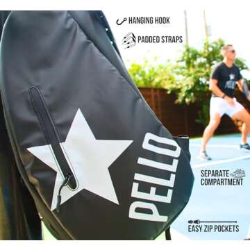 PELLO Professional Pickleball Bag | Carry Your Gear in Style | Comfort for Peak Performance on the Court | Adjusted Shoulder Straps | Long-Lasting Performance | Functionality, Durability, and Style