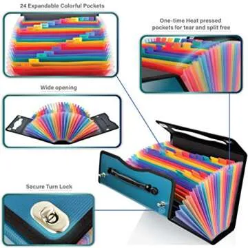 CNK Accordion File Folders - 24 Pockets for Document Organization