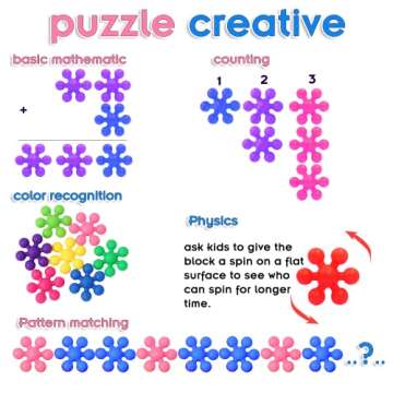 HAPISIMI 200-Piece 1.2 Inch Diameter Snow Building Blocks Kids STEM Toys Educational Toys Discs Sets Interlocking Solid Plastic for Preschool Kids Boys and Girls Aged 3+, Creativity Kids Toys