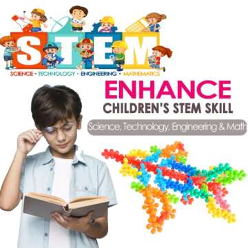 HAPISIMI 200-Piece 1.2 Inch Diameter Snow Building Blocks Kids STEM Toys Educational Toys Discs Sets Interlocking Solid Plastic for Preschool Kids Boys and Girls Aged 3+, Creativity Kids Toys