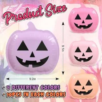 JarThenaAMCS 40Pcs Halloween Pumpkin Paper Plates Cute Grimace Pink Purple Orange Pumpkin Shape Disp...