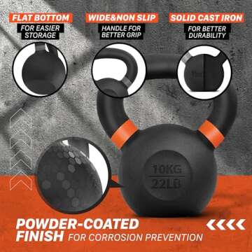 10 KG Yes4All Powder Coated Cast Iron Kettlebell