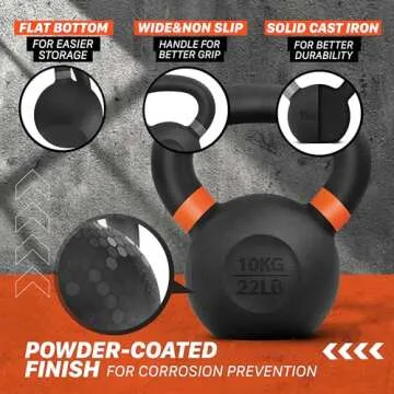 10 KG Yes4All Powder Coated Cast Iron Kettlebell