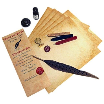 Nostalgic Impressions Harry Potter Quill & Ink Wizard's Writing Bundle with Parchment Paper & Owl Se...