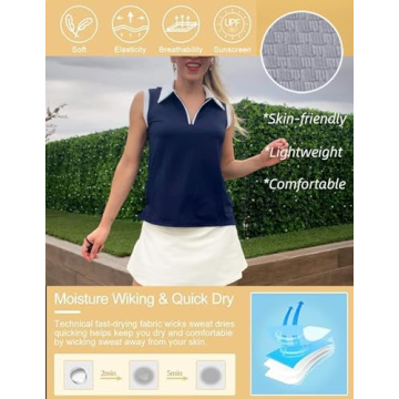 HOTLOOX Women Sleeveless Golf Polo Summer UPF 50+ V Neck