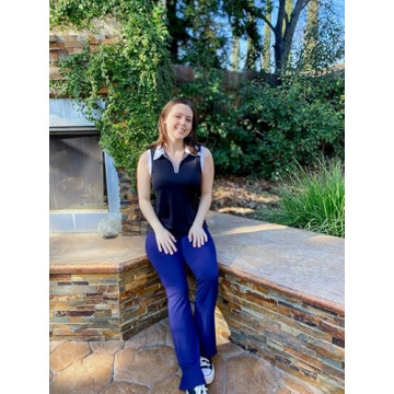 HOTLOOX Women Sleeveless Golf Polo Summer UPF 50+ V Neck