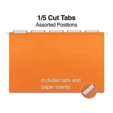 Staples Heavy Duty Hanging File Folders, 5-Tab, Legal Size, Assorted Colors, 25/Box