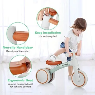 welspo Baby Balance Bikes for 1 Year Old Boys Girls 12-24 Months Kids Toddler Infant Walker Children First Bicycle No Pedal 3 Wheels Mini Bike Riding Toys