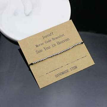 Joycuff See You in Heaven Morse Code Bracelets for Women Memorial Gifts Loss of Loved One Mom Dad Grandma Grandpa Father Daughter Mother Son Sympathy Jewelry Remembrance Bracelet