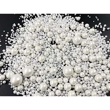 Edible Pearl Sugar Sprinkles White Candy 120g/ 4.2oz Baking Edible Cake Decorations Cupcake Toppers Cookie Decorating Ice Cream Toppings Celebrations Shaker Jar Wedding Shower Party Christmas Supplies
