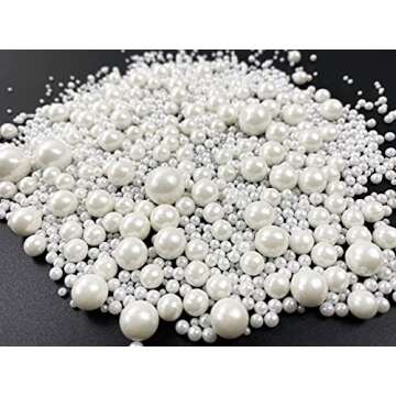 Edible Pearl Sugar Sprinkles White Candy 120g/ 4.2oz Baking Edible Cake Decorations Cupcake Toppers Cookie Decorating Ice Cream Toppings Celebrations Shaker Jar Wedding Shower Party Christmas Supplies