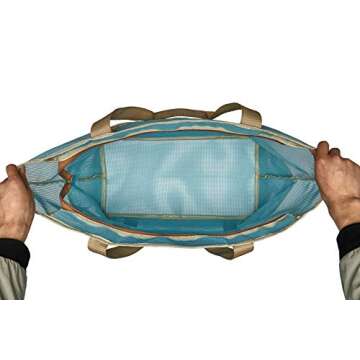 Malirona Mesh Beach Bag - Toy Tote Bag Large Grocery & Picnic Tote with 8 Pockets, Top Zipper (Deep Blue)