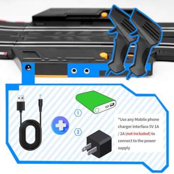 Slot Car Race Track Sets, 19ft Electric Track with LED Lights and 4 Slot Cars, 2 Hand Controller and Racing Game Lap Counters, Race Track Set Features a Loop, Turns, and a Crossover for Boys Age 6-12