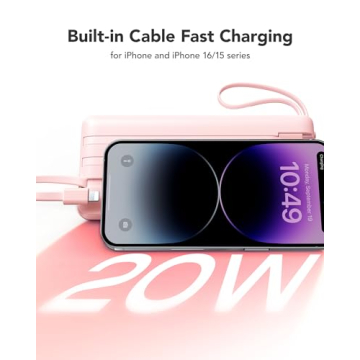 VRURC Portable Charger Fast Charging with Built-in Cables