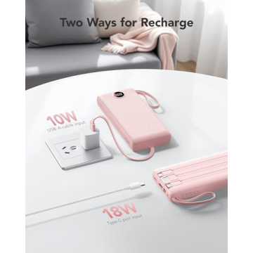 VRURC Portable Charger Fast Charging with Built-in Cables