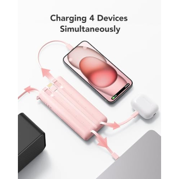 VRURC Portable Charger Fast Charging with Built-in Cables