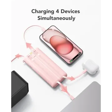 VRURC Portable Charger Fast Charging with Built-in Cables