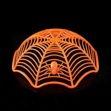 Dzrige Halloween Spider Bowl Spider Bowl Basket Plastic Web Net Candy Bowl Orange Hand Grabbing Bowl...